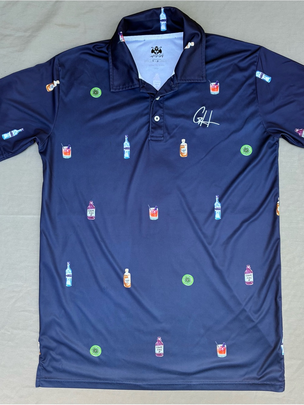 & Other Stories Navy Cocktail-Print Men’s Polo Shirt